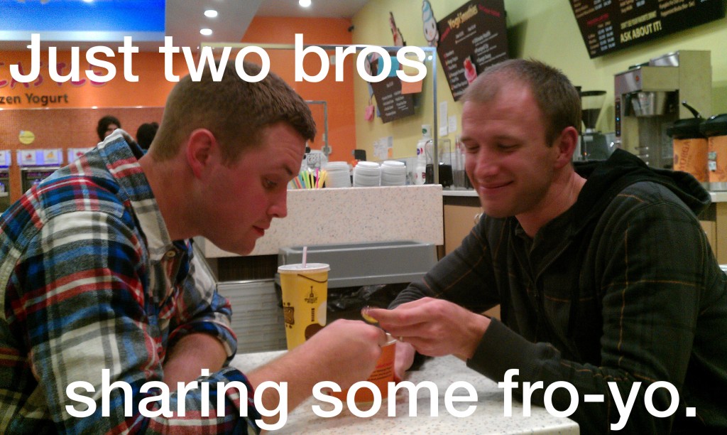 Just two bros sharing some fro-yo