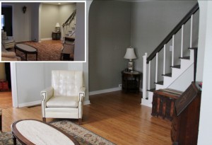 Bamboo living room flooring before and after