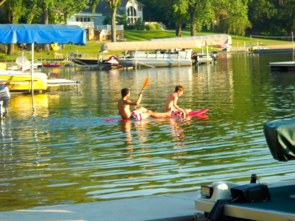 Just two bros on a paddle board