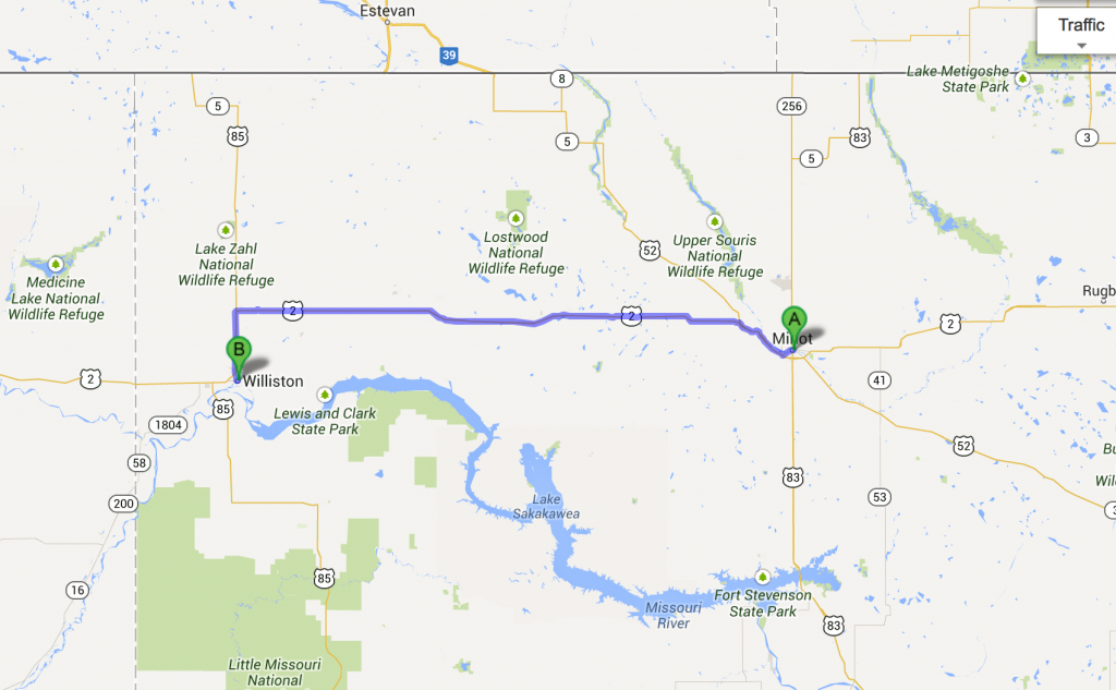 Minot to Williston