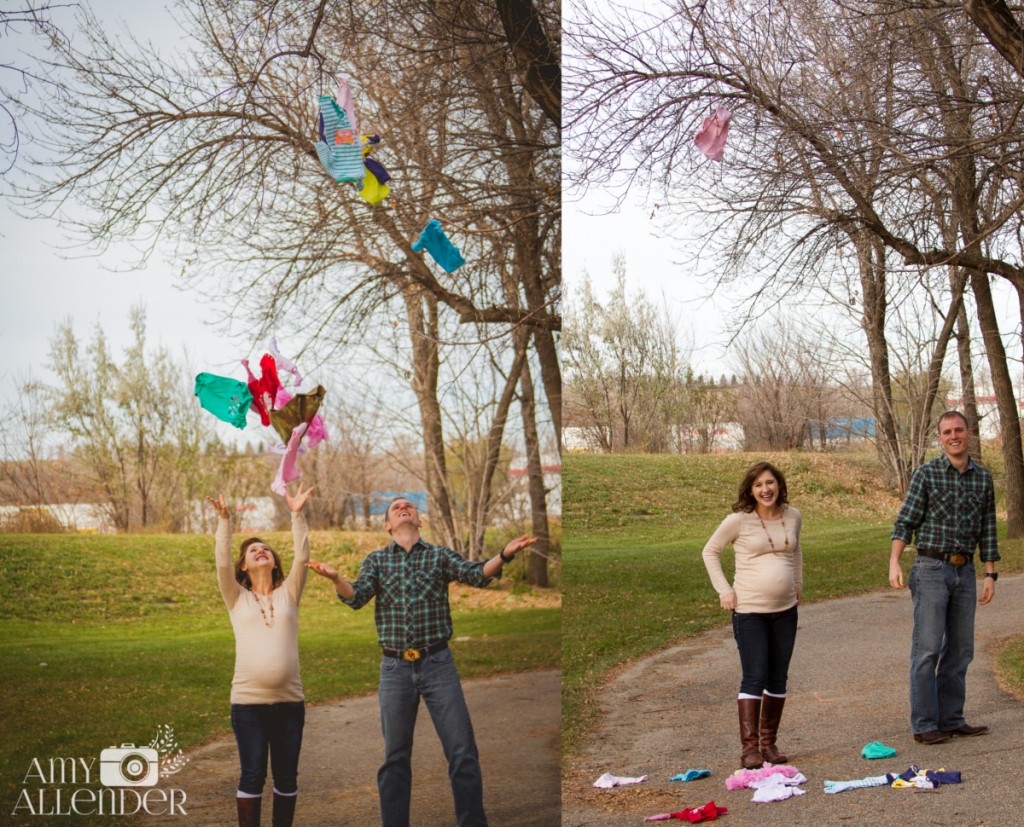 Clothes line maternity photos